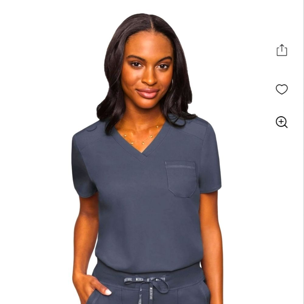 NWT Med Couture Touch Scrub Top V-Neck Top Slate Gray Size XS *X-2503